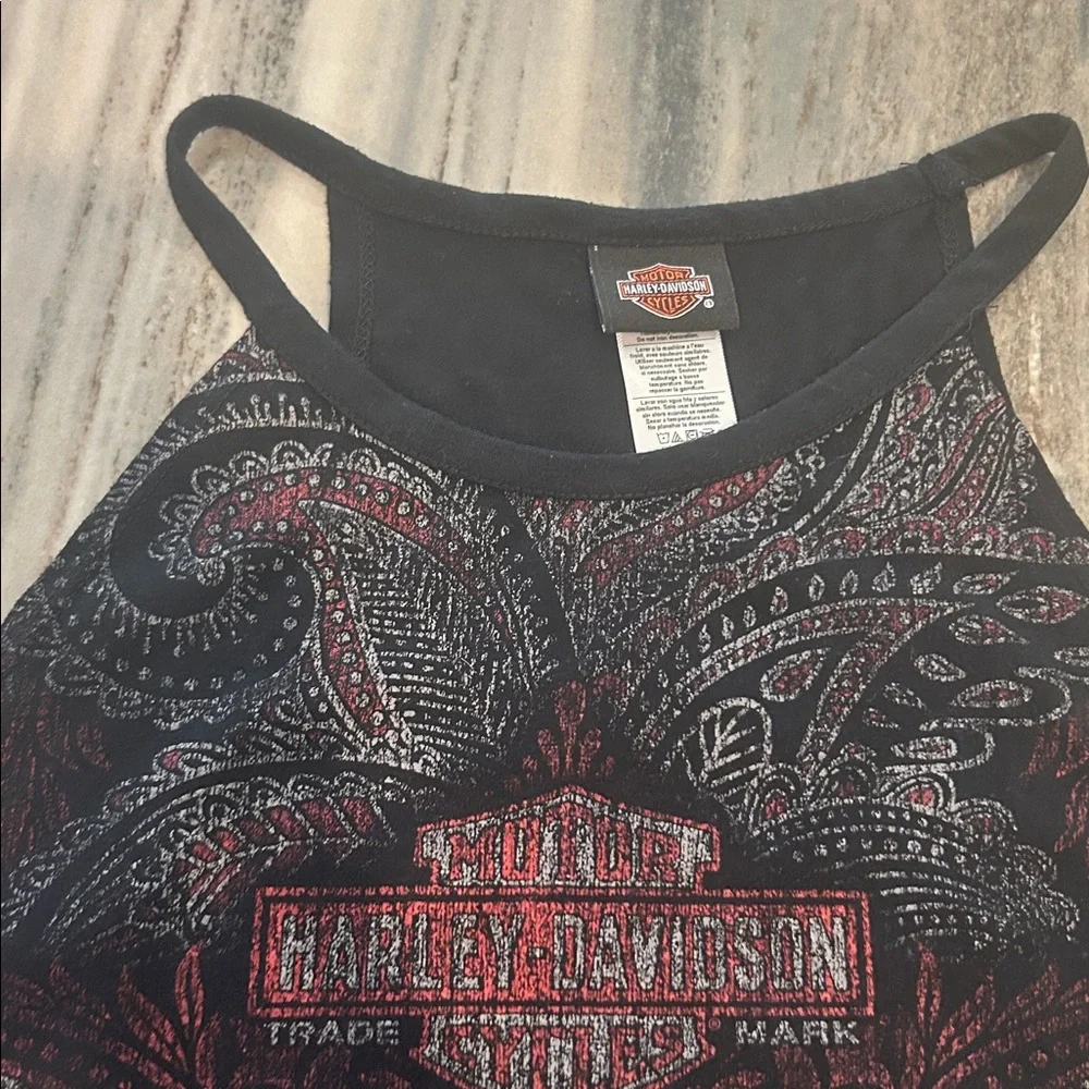 Harley-Davidson like new sexy Women's Black and Burgundy Tank Top M sleeveless - Picture 3 of 6